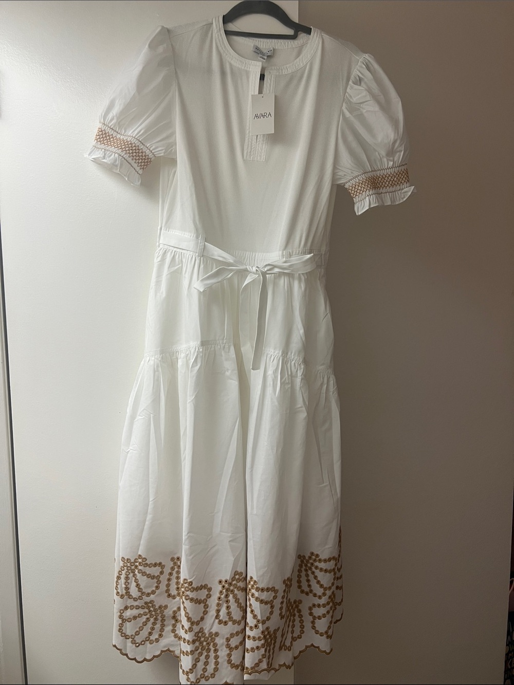 Current Air White Embroidered Dress Size Large